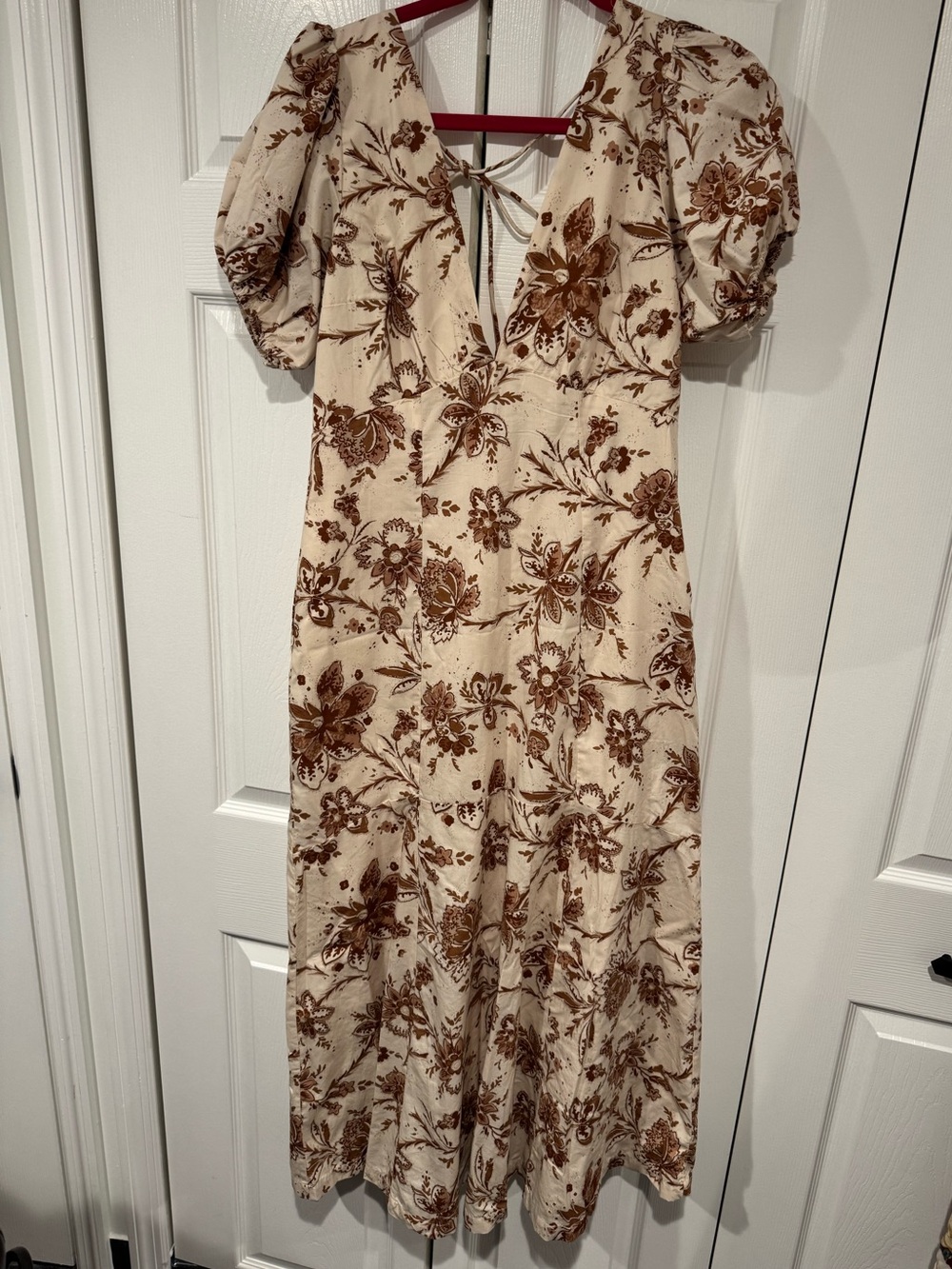 Abercrombie & Fitch Cream Midi Dress with Brown Floral Print